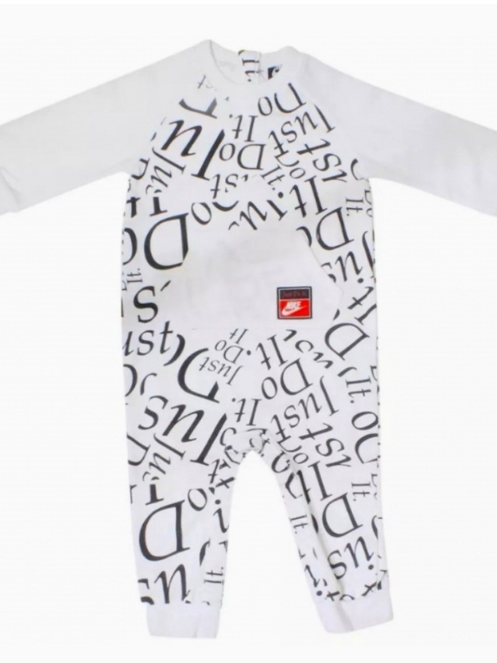 Nike White & Black Letter-Print Infant One-Piece Romper